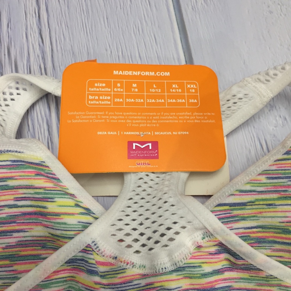 NWT Maidenform Girl Sport Bra Pink White XL 14 16 - Picture 4 of 5